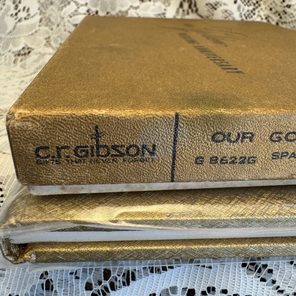 Vintage CR Gibson Our Golden Wedding Anniversary Guest Book Gold Boxed MCM Retro